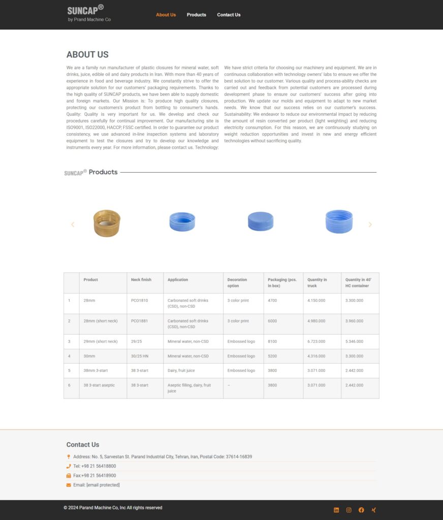 طراحی سایت /سالین تیم / سئو سایت SUN CAP